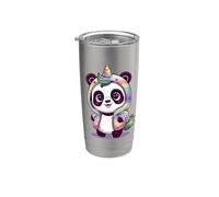 Lindo panda unicornio Vaso térmico de acero inoxidable de doble pared