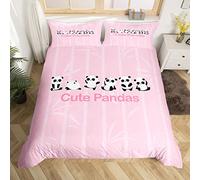 Lindo Pandas Funda Nórdica Tamaño S Dibujos Animados Negro Blanco Animales Funda para Niños Niñas Bambú Árboles Planta Rosa Estilo Ropa de Cama Edredón Cubierta Set Decoración Dormitorio, 2 Piezas