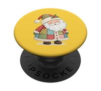 Lindo Papá Noel Navidad Vintage Patchwork Cozy Holiday PopSockets PopGrip Adhesivo
