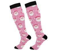 Lindo Papá Noel Rosa Calcetines De Compresión Unisex Calcetines De Viaje Socks Para Ciclismo Hombres Varicosas Circulación 1 Par 50Cm