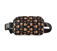 Lindo paquete de cintura bandolera para mujer de negocios, lindas ardillas con corazones, bolsa de cinturón negra con correa ajustable, resistente al agua para entrenamiento, correr, senderismo