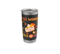 Lindo pastel de calabaza You Wanna Piece Of Me, feliz Día de Acción de Gracias Vaso térmico de acero inoxidable de doble pared
