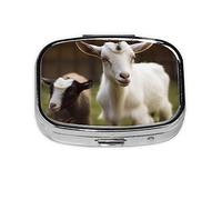 Lindo pastillero de cabra, organizador de píldoras de metal, caja portátil para bolsillo o bolso, organizador decorativo de medicamentos, contenedor de vitaminas