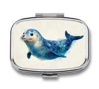 Lindo pastillero sonriente con 2 compartimentos para medicina portátil, organizador de pastillas de viaje para bolso de bolsillo