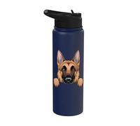 Lindo Pastor Alemán Perro Peeking Puppy Divertido Amante GSD Stainless Steel Insulated Water Bottle