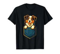 Lindo pastor australiano en arte de bolsillo Camiseta