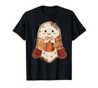 Lindo Patchwork Fantasma Calabaza otoño Halloween Camiseta gráfica económica, Hombre, Negro, M