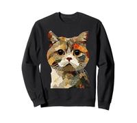 Lindo Patchwork Gato de Pelo Corto británico Boho Collage Arte de Colcha Sudadera