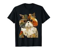 Lindo Patchwork Gato Persa Boho Collage edredón Arte Gatito Camiseta