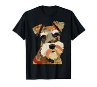 Lindo Patchwork Schnauzer Dog Boho Collage Quilt Art Graphic Camiseta