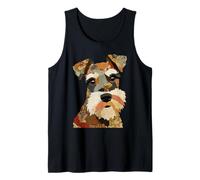 Lindo Patchwork Schnauzer Dog Boho Collage Quilt Art Graphic Camiseta sin Mangas