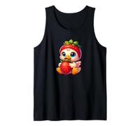 Lindo pato con fresa kawaii Camiseta sin Mangas