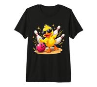 Lindo Pato con Gafas de Sol Jugando Bolos Divertido Jugador de Bolos Camiseta Premium
