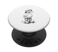 Lindo Pato en Botas de Lluvia Sketch Style Line Art PopSockets PopGrip Adhesivo