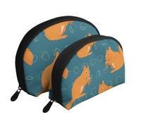 Lindo patrón Animal Ardilla, Bolsa de Maquillaje de Concha, Monedero pequeño para Mujer, Bolsa de artículos de tocador, Bolsa de cosméticos, 2 Piezas