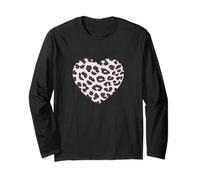 Lindo patrón de animales de leopardo negro rosa claro minimalista Manga Larga