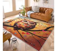 Lindo PatróN de BúHo Alfombra de Franela Antideslizante MarróN Alfombras Lavables de Pelo Corto, Hipoalergénica, Alfombra Interior para Salón, Dormitorio y Entrada 180x240 cm