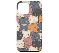 Lindo patrón de Caras de Gato Kawaii Anime Gatito Stack Estética Carcasa para iPhone 12 Mini