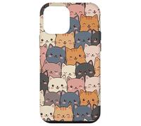 Lindo patrón de Caras de Gato Kawaii Anime Gatito Stack Estética Carcasa para iPhone 12 Mini