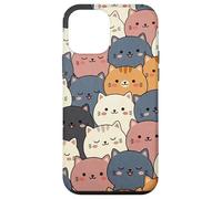 Lindo patrón de Caras de Gato Kawaii Anime Gatito Stack Estética Carcasa para iPhone 12 Mini