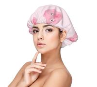 Lindo patrón de cerdo animal,Gorro de dormir de satén para adultos - Gorro de dormir elástico para mujer, cubrecabello nocturno