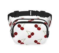 Lindo patrón de Cereza,Riñonera Cuadrada de Doble Capa, Bolso de Viaje, Bolso Informal para el Pecho.