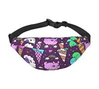 Lindo Patrón de Conos de Helado con Animales Unicornios Ovejas Gatos Fanny Pack Bolsos Bandolera para Hombres Mujeres, Riñonera Riñonera para Correr Senderismo Deportes