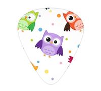 Lindo patrón de estampado de búho animal,12 púas de guitarra, 3 grosores diferentes para guitarra acústica, bajo y ukelele
