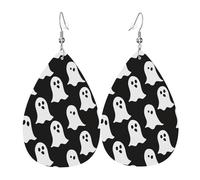 Lindo Patrón De Fantasmas Blancos Para Halloween Pendientes Colgantes Modernos Pendientes En Forma De Lágrima Moda Aretes De Cuero Con Forma De Lágrima Para Mujeres Bodas Fiestas