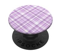 Lindo patrón de gingham de cheque de cheque de lavanda PopSockets PopGrip Adhesivo