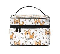 Lindo patrón de Hueso y Perro Corgi, Bolsa de Maquillaje Bolsa de cosméticos Bolsa de Aseo de Viaje portátil Estuche para lápices