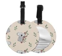 Lindo patrón de osos koala de dibujos animados,Etiquetas de equipaje de cuero sintético con nombre, etiquetas de viaje duraderas, 2 unidades