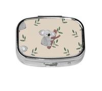 Lindo patrón de osos koala de dibujos animados, pastillero meta, 2 compartimentos, organizador portátil