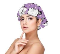 Lindo patrón de oveja de dibujos animados,Gorro de dormir de satén para adultos - Gorro de dormir elástico para mujer, cubrecabello nocturno