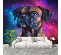 Lindo PatróN de Perro BóXer Fotomurales 350x256 cm Papel Pintado Tejido No Tejido Fotomural Animal Perro Efecto 3D Papel Tapiz Decorativos para Dormitorio Salón TV Pared Murales Póster