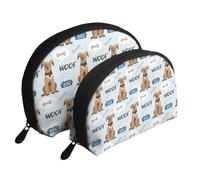 Lindo patrón de Perro Mascota, Bolsa de Maquillaje de Concha, Monedero pequeño para Mujer, Bolsa de artículos de tocador, Bolsa de cosméticos, 2 Piezas