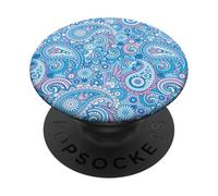 Lindo patrón de playa de bandana floral de cachemira azul PopSockets PopGrip Adhesivo