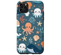 Lindo patrón de vida marina de Kawaii Ocean Creatures Carcasa para iPhone 11 Pro Max