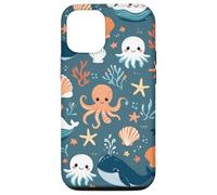 Lindo patrón de vida marina de Kawaii Ocean Creatures Carcasa para iPhone 12/12 Pro