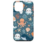 Lindo patrón de vida marina de Kawaii Ocean Creatures Carcasa para iPhone 12 mini