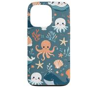 Lindo patrón de vida marina de Kawaii Ocean Creatures Carcasa para iPhone 13 Pro