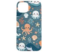 Lindo patrón de vida marina de Kawaii Ocean Creatures Carcasa para iPhone 15 Plus