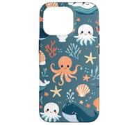 Lindo patrón de vida marina de Kawaii Ocean Creatures Carcasa para iPhone 16 Pro