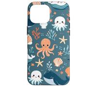 Lindo patrón de vida marina de Kawaii Ocean Creatures Carcasa para iPhone 16 Pro Max