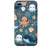 Lindo patrón de vida marina de Kawaii Ocean Creatures Carcasa para iPhone 7 Plus/8 Plus