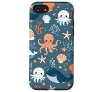 Lindo patrón de vida marina de Kawaii Ocean Creatures Carcasa para iPhone SE (2020) / 7 / 8