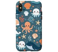 Lindo patrón de vida marina de Kawaii Ocean Creatures Carcasa para iPhone X/XS