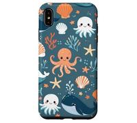Lindo patrón de vida marina de Kawaii Ocean Creatures Carcasa para iPhone XS Max