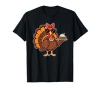 Lindo Pavo de Acción de Gracias Bebiendo café Amante Mujeres niñas Camiseta