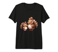 Lindo Pavo mamá y bebé Aves de Dibujos Animados Camiseta Premium